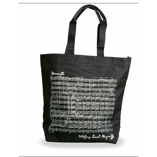 Black Tote Bag with White Mozart Original Manuscript Score, 38x39x15cm + handle