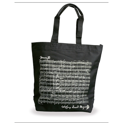 Black Tote Bag with White Mozart Original Manuscript Score, 38x39x15cm + handle