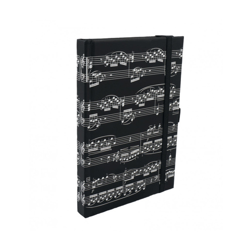 A5 Black and White Music Manuscript Notebook with Elastic Band
