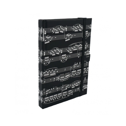 A5 Black White Music Manuscript Notebook with Elastic Band