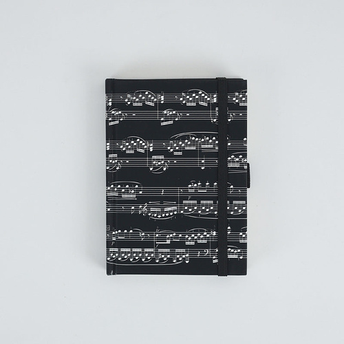 A6 Black Notebook with White Music Manuscript