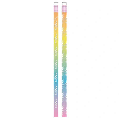 Rainbow Music Pencil with Silver Treble Clefs and Eraser