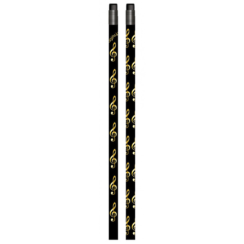 Black Pencil with Gold Treble Clefs for Music Lovers