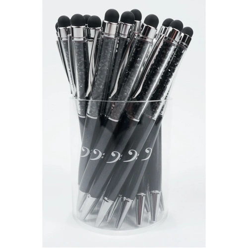 Stylus Music Pen Black with Crystals and White Bass Clef