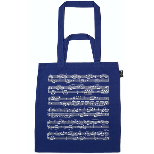 Blue Music Tote Bag with White Manuscript - Lightweight, Durable, Long & Short Handles, 37.40 cm