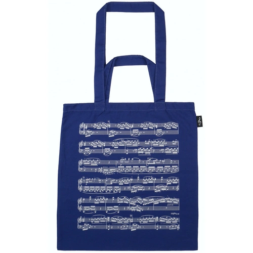 Blue Tote or Music Bag with White Manuscript - Lightweight, Durable, Dual-Sided Design, Long and Short Handles, 37.40 cm Length