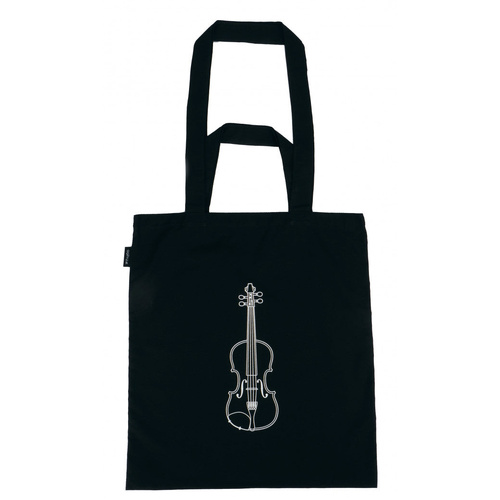Black Tote or Music Bag with White Violin Design on Both Sides