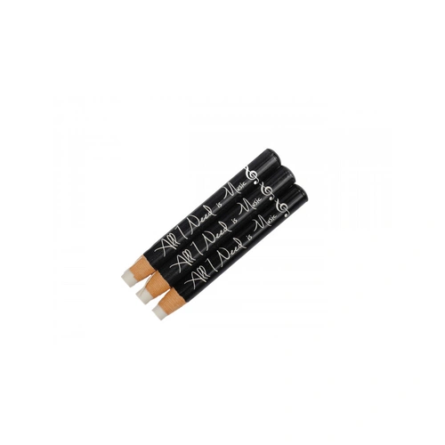 Music Eraser Black Pencil Shaped with Treble Clef and "All I Need is Music" Saying, 8.7cm