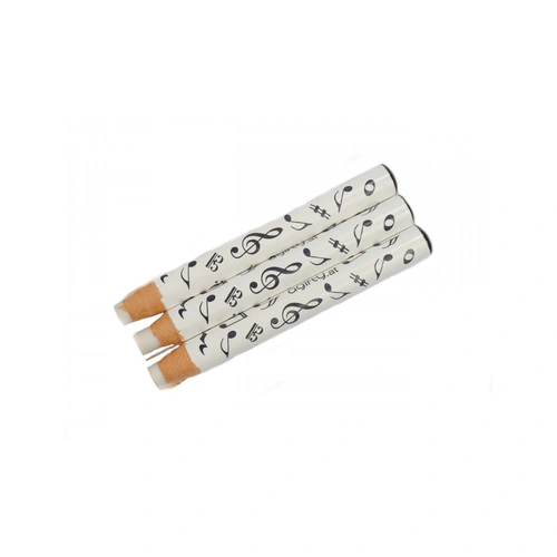 Music Pencil-Shaped Eraser White with Black Notes Clefs and Symbols, 8.7cm