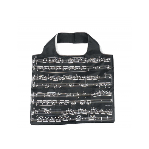 Folding Maxi Shopping Bag - Black with White Manuscript