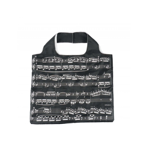 Folding Maxi Shopping Bag Black with White Manuscript