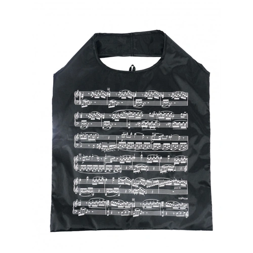 Folding Mini Shopping Bag Black with White Design - 37cm x 48cm