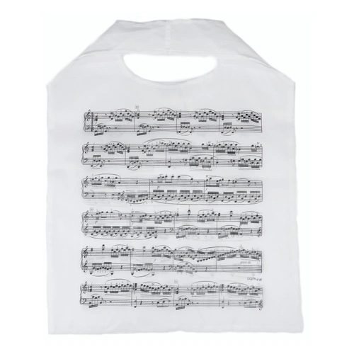Folding Shopping Bag White with Black Music Manuscript - 37cm x 48cm