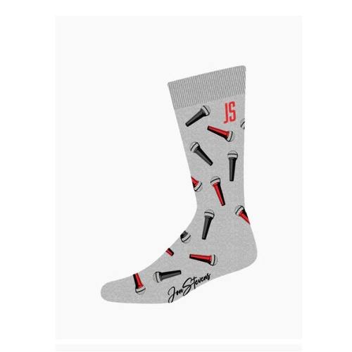 Mens Bamboo Music Socks Grey with Microphones by John Stevens