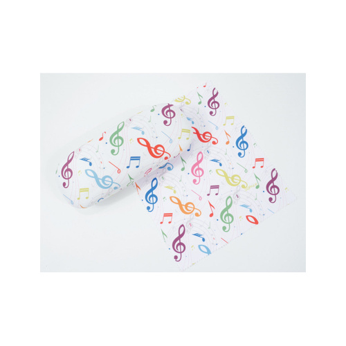 Glasses Case with Microfiber Cleaning Cloth - White with Colorful Music Notes and Clefs