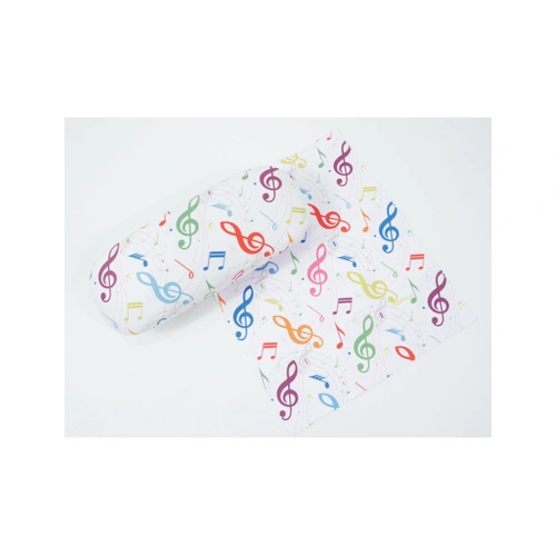 Music Notes Glasses Case with Microfibre Cleaning Cloth - White