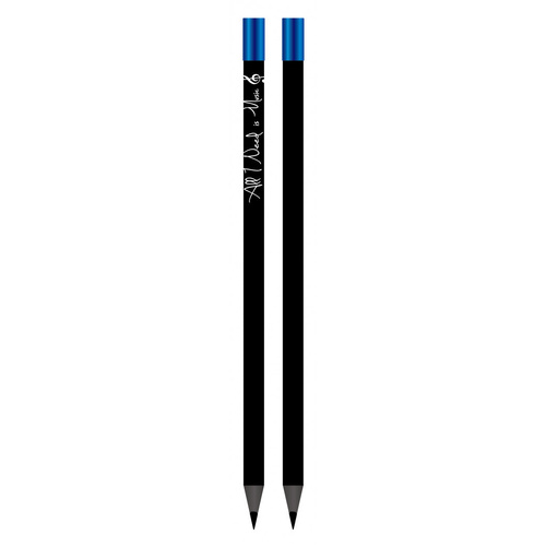 Magnetic Pencil "All I Need is Music" Black with Blue End for Music Stands