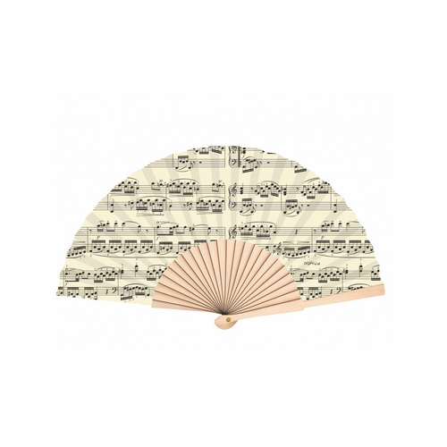 Hand Held Fan Cream with Black Manuscript, 23cm