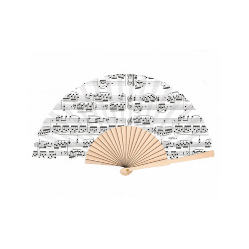Hand Held Fan White with Black Manuscript - 23cm