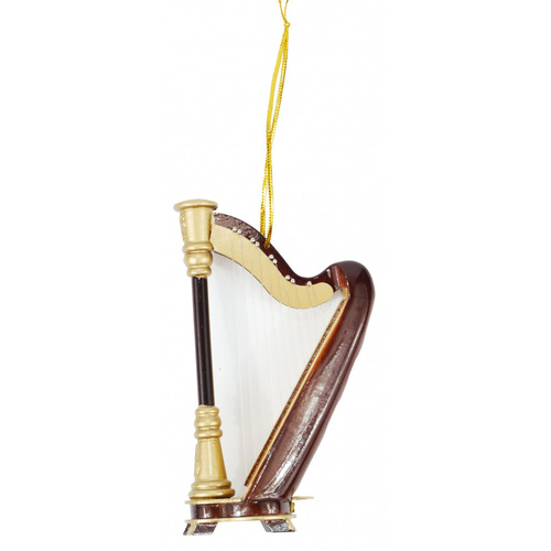Wooden Christmas Decoration Harp Ornament 12cm