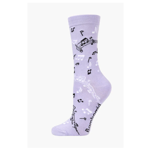 Bamboozld Women's Maestro Music Socks Lilac with Black and White Notes Size 2-8 Bamboo