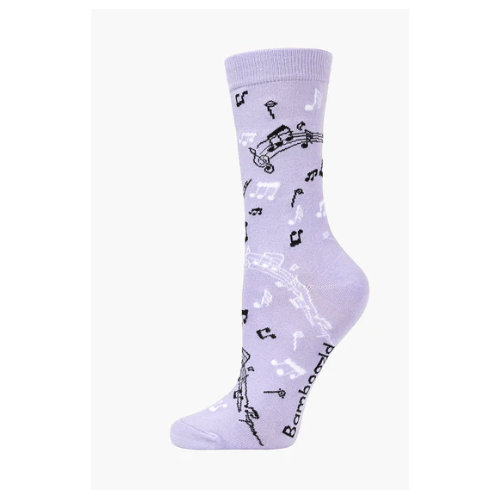 Bamboozld Women's Maestro Music Socks Lilac with Black and White Notes Size 2-8 Bamboo