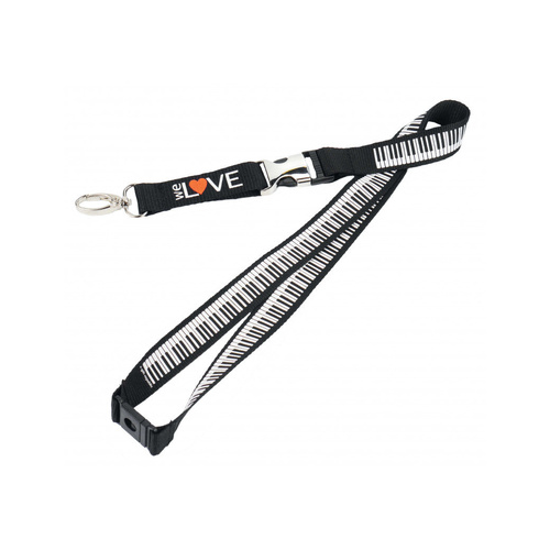 Black Lanyard with White "We Love Keyboard" Print, 57cm