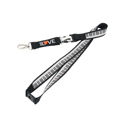 Black Lanyard with White "We Love Keyboard" Design, 57cm