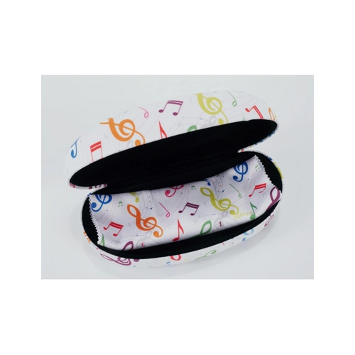 White Sunglass Case with Colorful Notes and Clefs