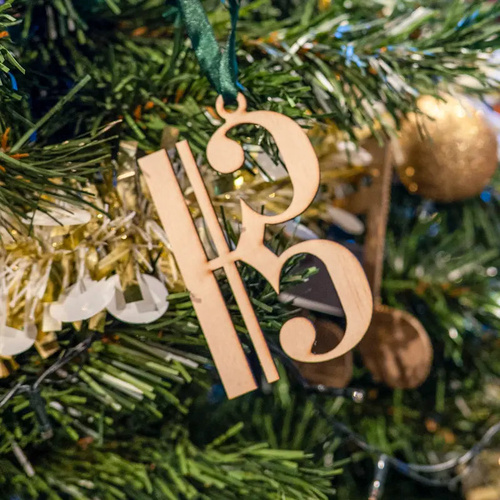 Wooden Alto Clef Christmas Decoration - 12cm