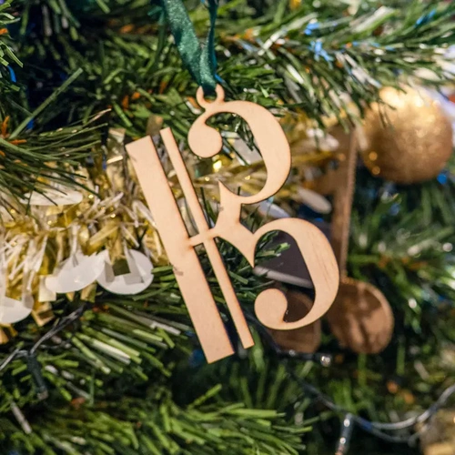 Wooden Alto Clef Christmas Decoration 12cm