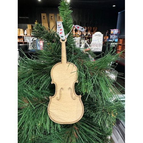 Wooden Violin Shape Christmas Decoration 12cm