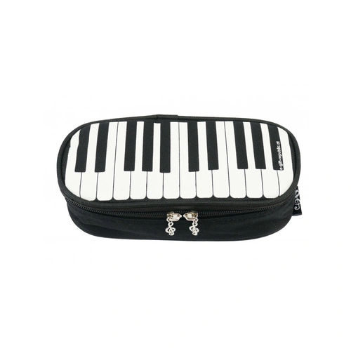 Piano Pencil Case - Black with White Keyboard