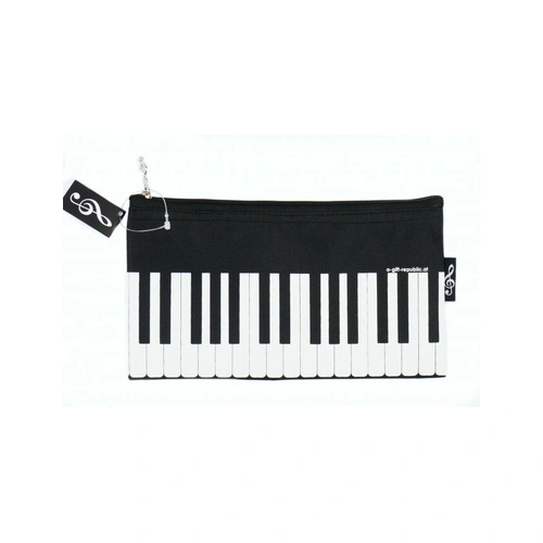 Music Pencil Case Black with Keyboard, 24cm x 12cm
