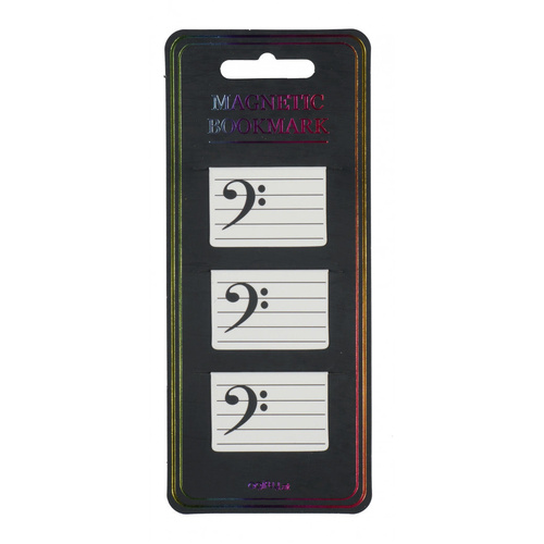 Magnetic Bass Clef Bookmarks - Set of 2.5cm x 4cm, Clear Plastic Sleeve