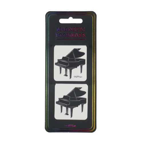 Set of 2 Magnetic Grand Piano Bookmarks in Clear Plastic Sleeve, 4.5cm x 4.5cm