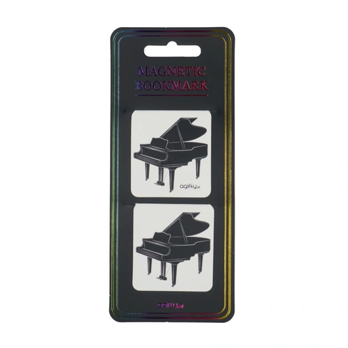 Magnetic Grand Piano Bookmarks Set of 2, 4.5cm Each, Clear Plastic Sleeve