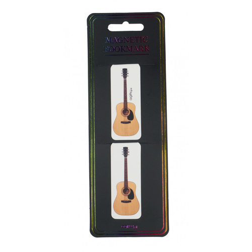 Magnetic Guitar Bookmarks Set of 2 - 7cm x 2.5cm in Clear Plastic Sleeve