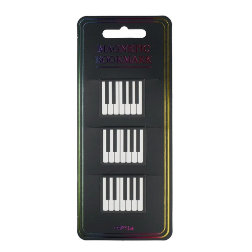 Magnetic Grand Piano Keyboard Bookmarks Set of 3 in Clear Plastic Sleeve