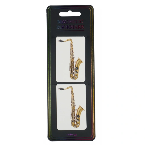 Magnetic Saxophone Bookmarks Set of 2 in Clear Plastic Sleeve, 7cm x 4.5cm