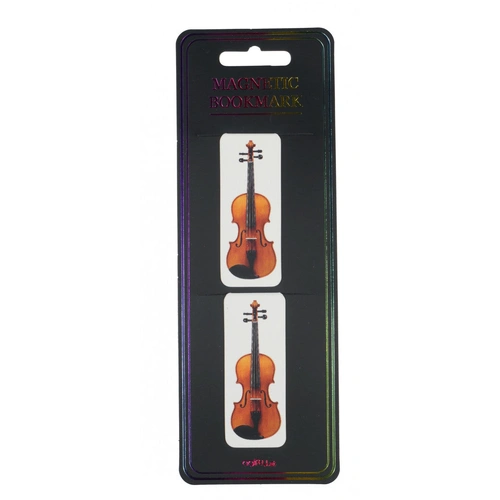 Set of 2 Magnetic Violin Bookmarks - 7cm x 2.5cm, Clear Plastic Sleeve