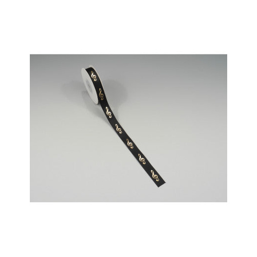 Black Ribbon with Gold Treble Clef, 16mm x 10m