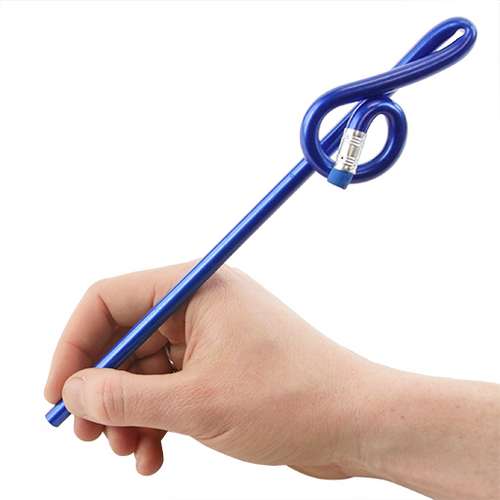 Bent Treble Clef Pencil in Electric Blue