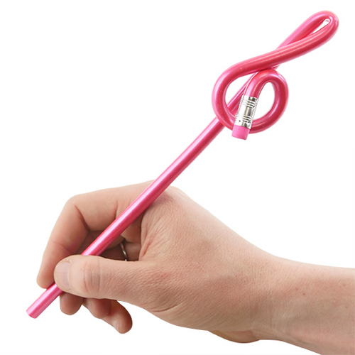 Bentcil Pink Treble Clef Pencil with Eraser