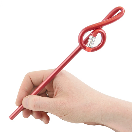 Bentcil Treble Clef Red Pencil with Eraser