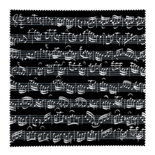Glasses Cleaning Cloth Black with White Manuscript 18.5x18.5cm