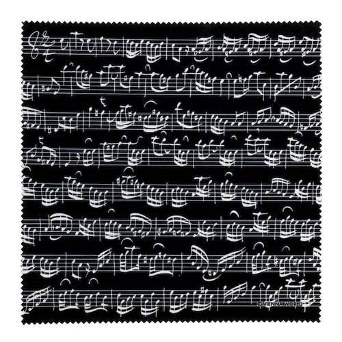 Glasses Cleaning Cloth Black with White Manuscript 18.5x18.5cm
