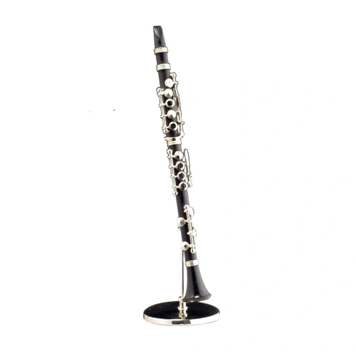 Miniature Clarinet Black with Stand and Fitted Case, 15.5cm Height