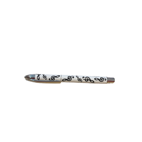 Music Pen White with Black Treble Clefs and Keyboard Design