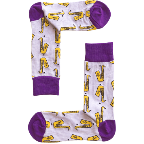 Saxophone Socks Lilac Purple Size 6-11 80% Cotton 20% Polyester